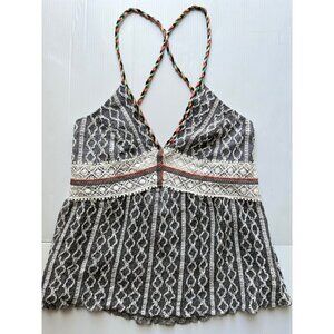 Sloane Rouge XS Gray Crochet Tank Top Braided Straps Women’s Knit Top NWOT